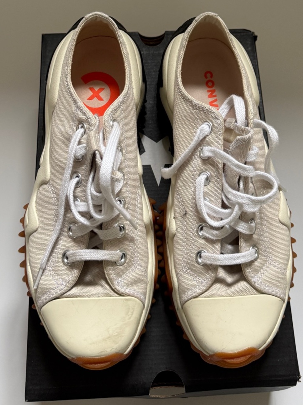 Converse White Canvas Low-Top Sneakers with Gum Outsole